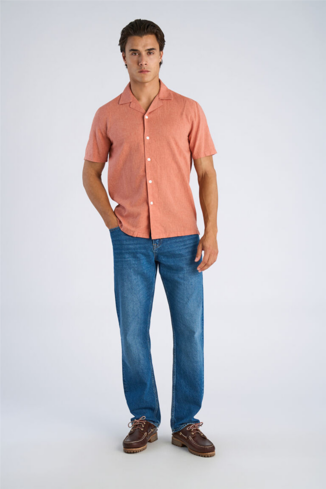 Casual Linen Blend Resort S/S Soft Coral