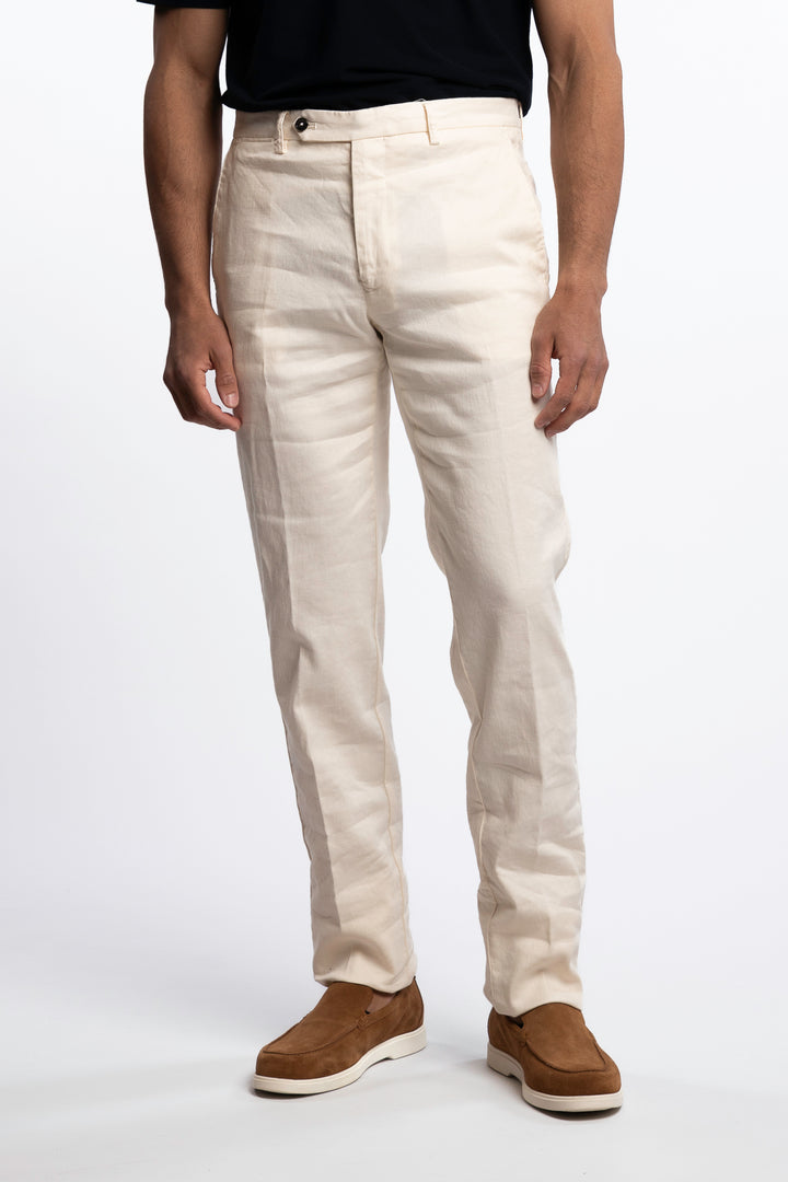 Vulcano Cotton/Linen Chinos Ecru