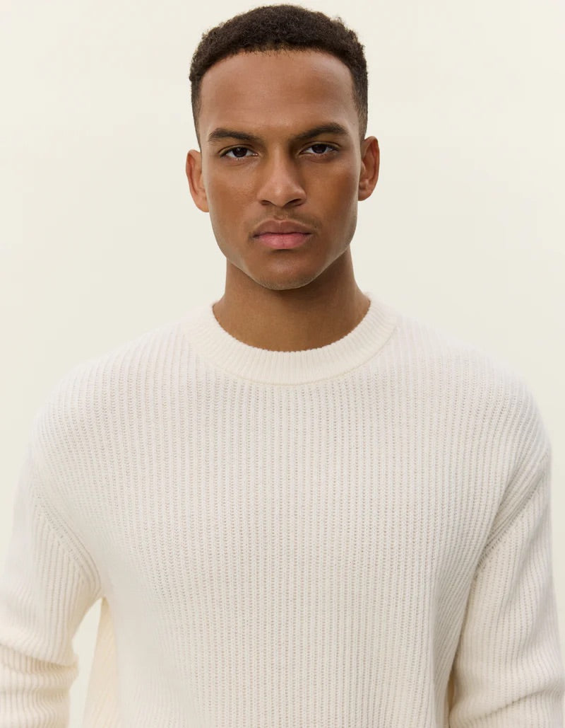 Eddie Wool Rib Crewneck Knit Ivory