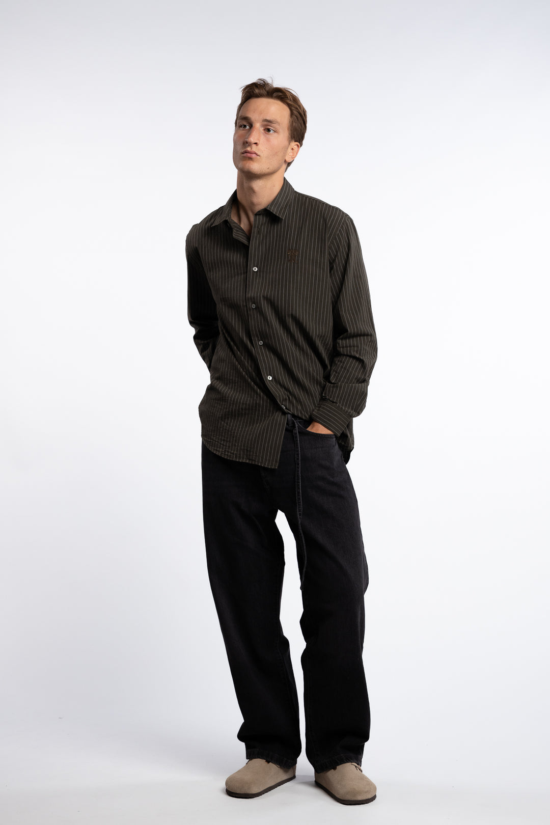 Button-Up Shirt Green Melange