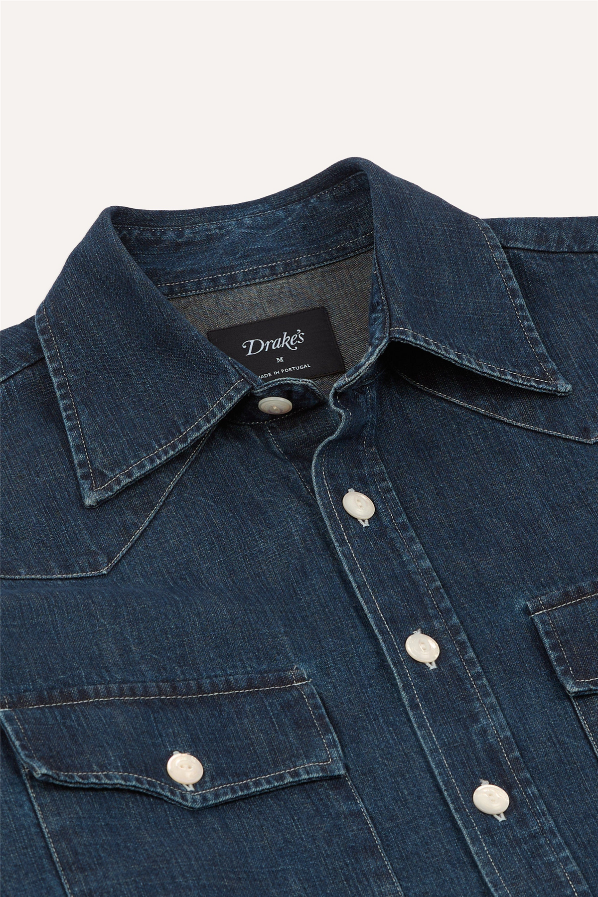 Indigo Rinse Denim Two-Pocket Western Shirt