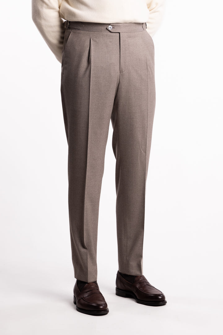 Prato Flanell Trousers Beige Melange