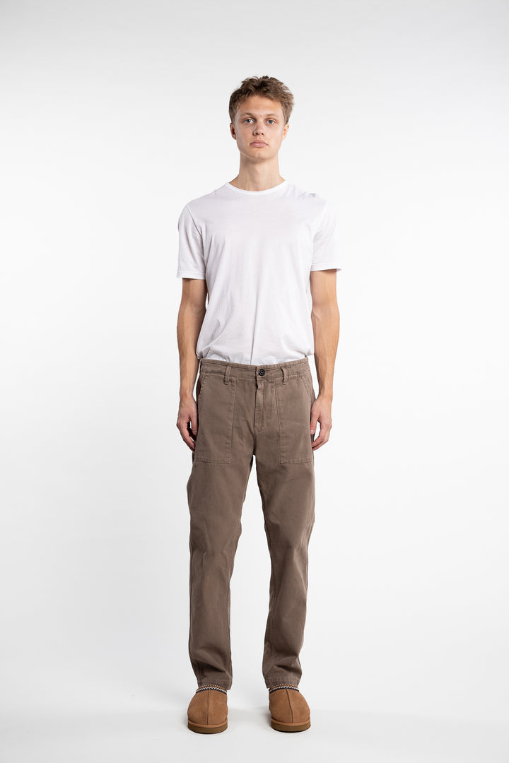 Panama Cotton ´OLD´ Effect Trousers Walnut Brown