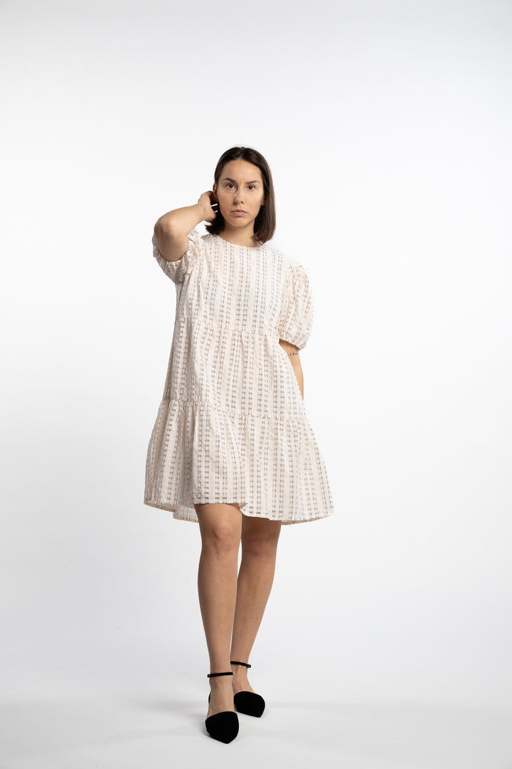 Santina Dress- Cream Check