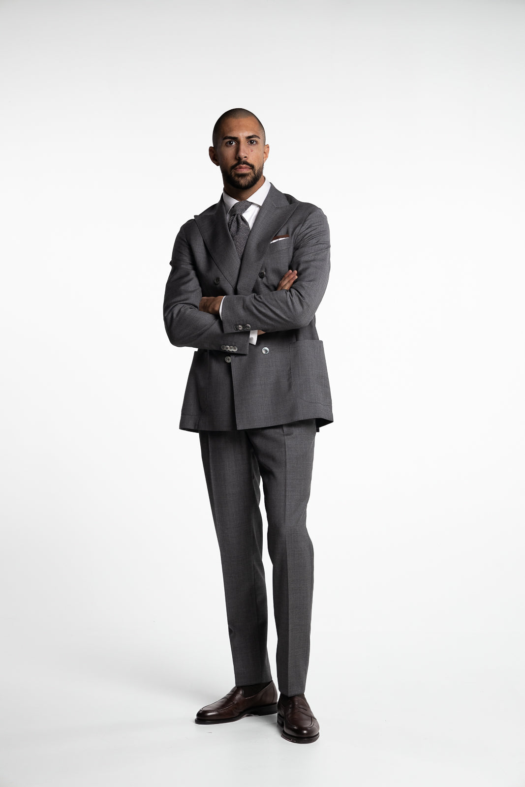 Prato Pleated Tropical Wool Trousers Grey