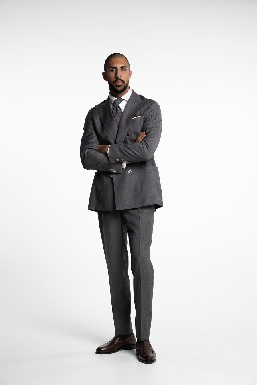 Prato Pleated Tropical Wool Trousers Grey