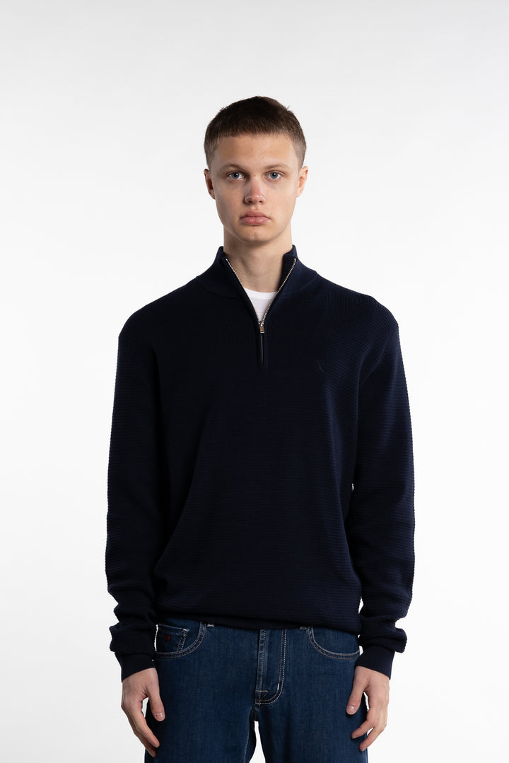 Oscar Half-Zip Knitted Jumper Navy