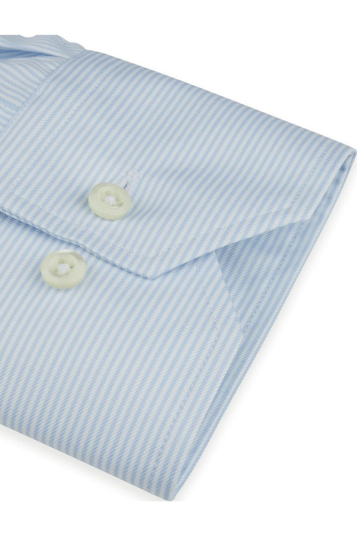 Slimline Striped Twill Shirt Light Blue