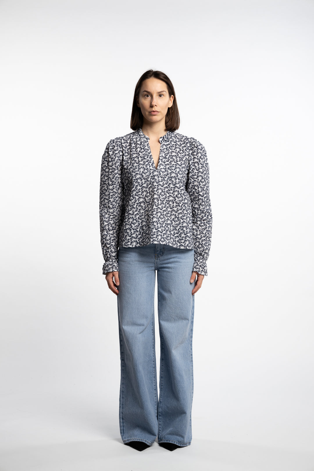 Jenny Blouse- Navy Rosehip Print