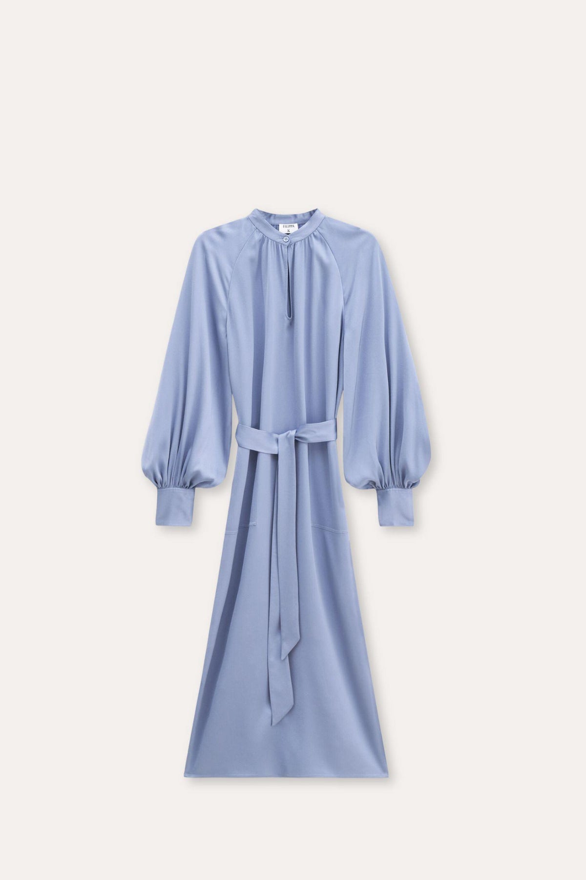 Belted Longsleeve Dress- Air Blue