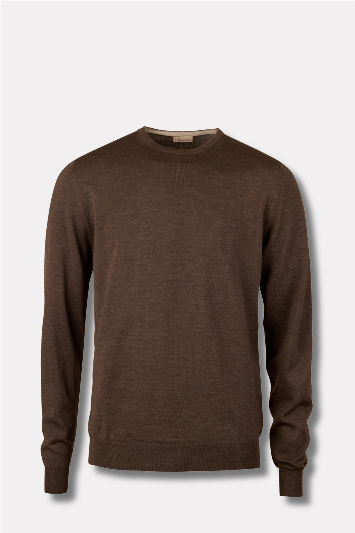 Merino Wool Crew Neck Elbow Patch Dark Brown