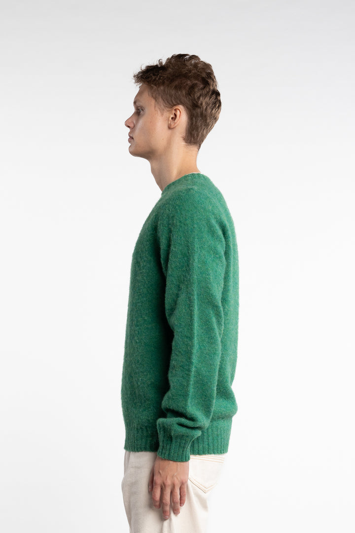 Brushed Shetland Crew Neck Jumper Pixie Green