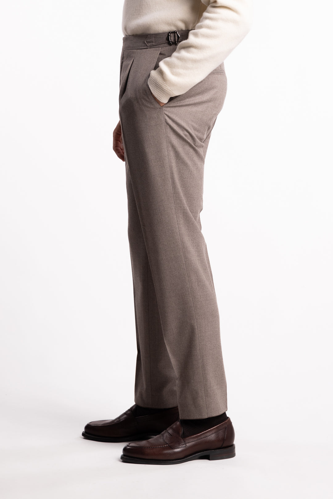 Prato Flanell Trousers Beige Melange