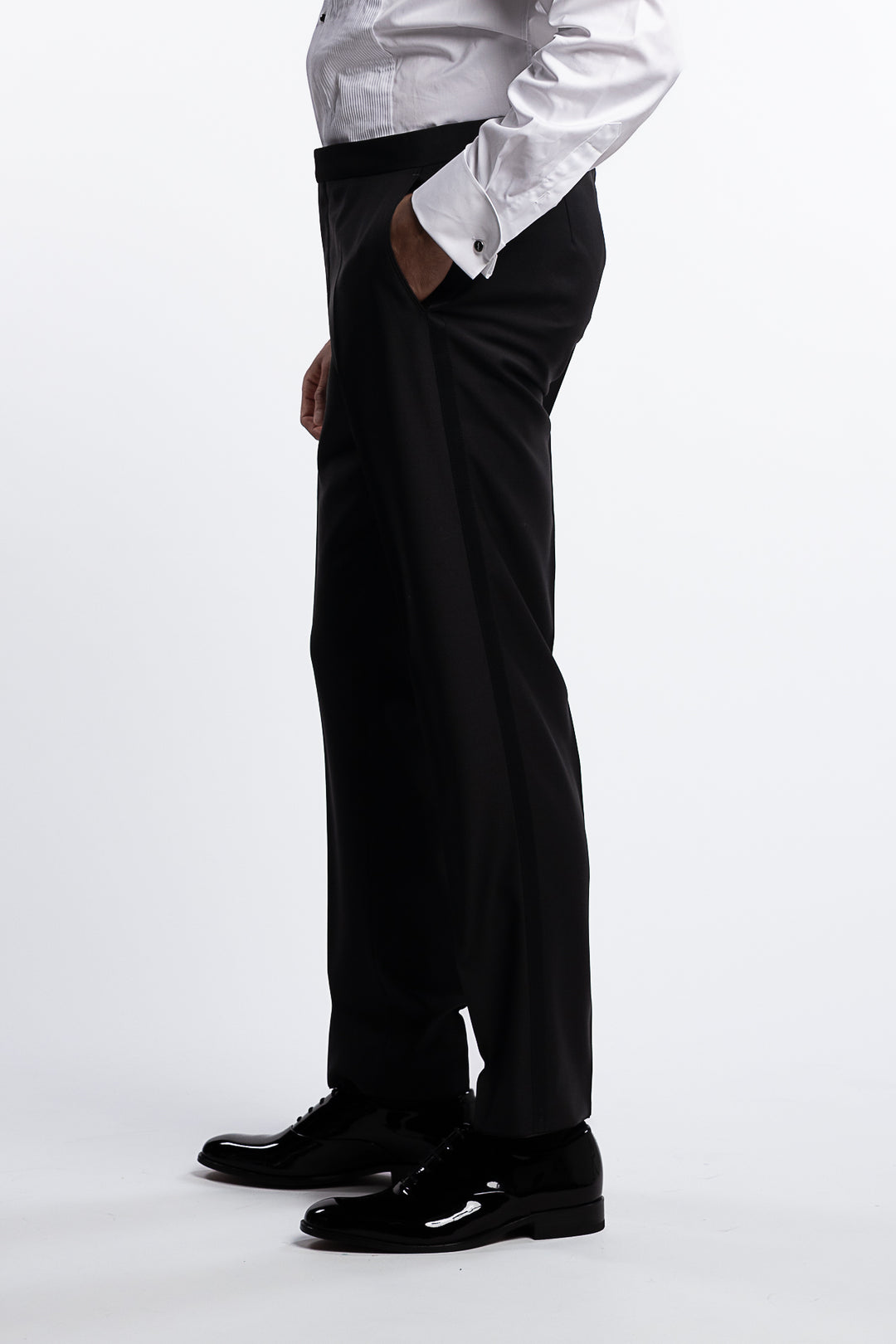 Denz Slim Fit Tuxedo Trousers Black