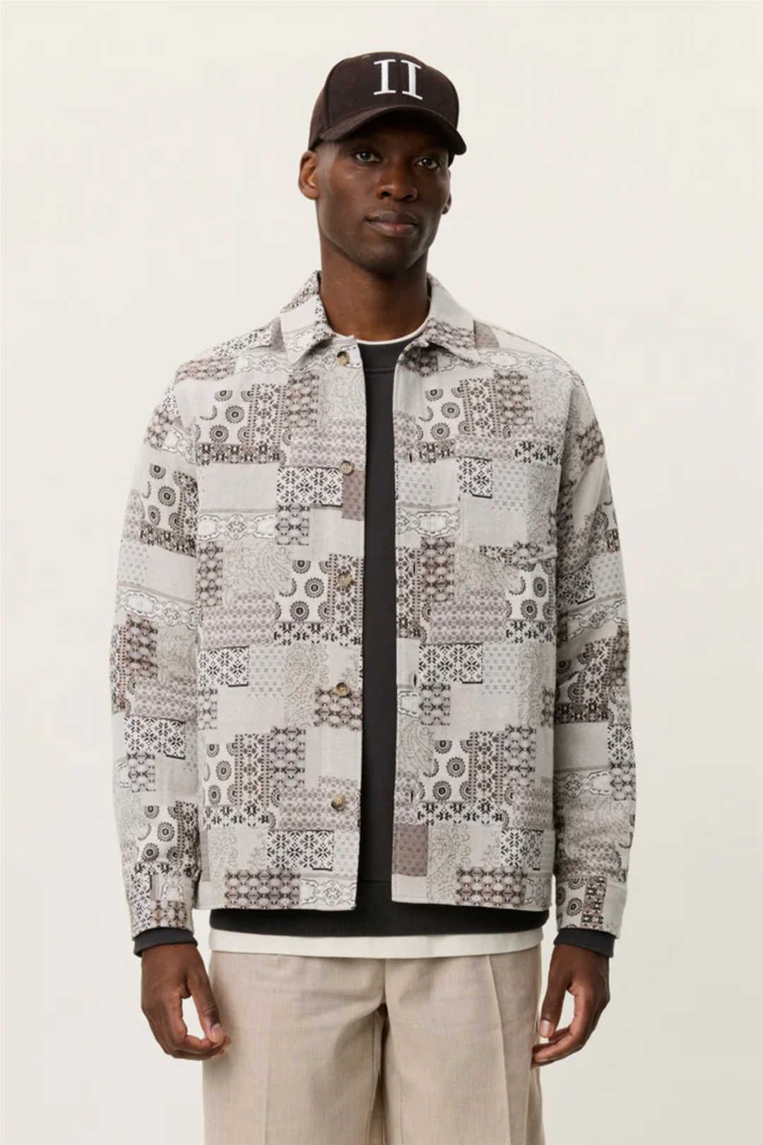 Layton Patchwork Jacquard Overshirt Light Sand