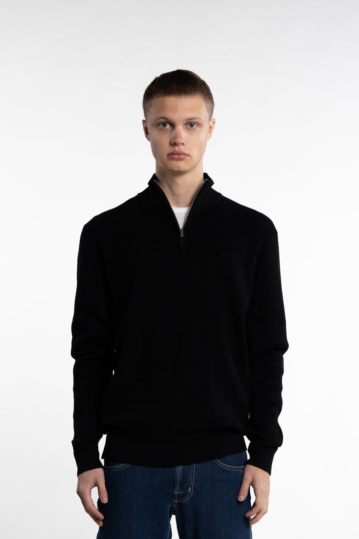 Oscar Half-Zip Knitted Jumper Black