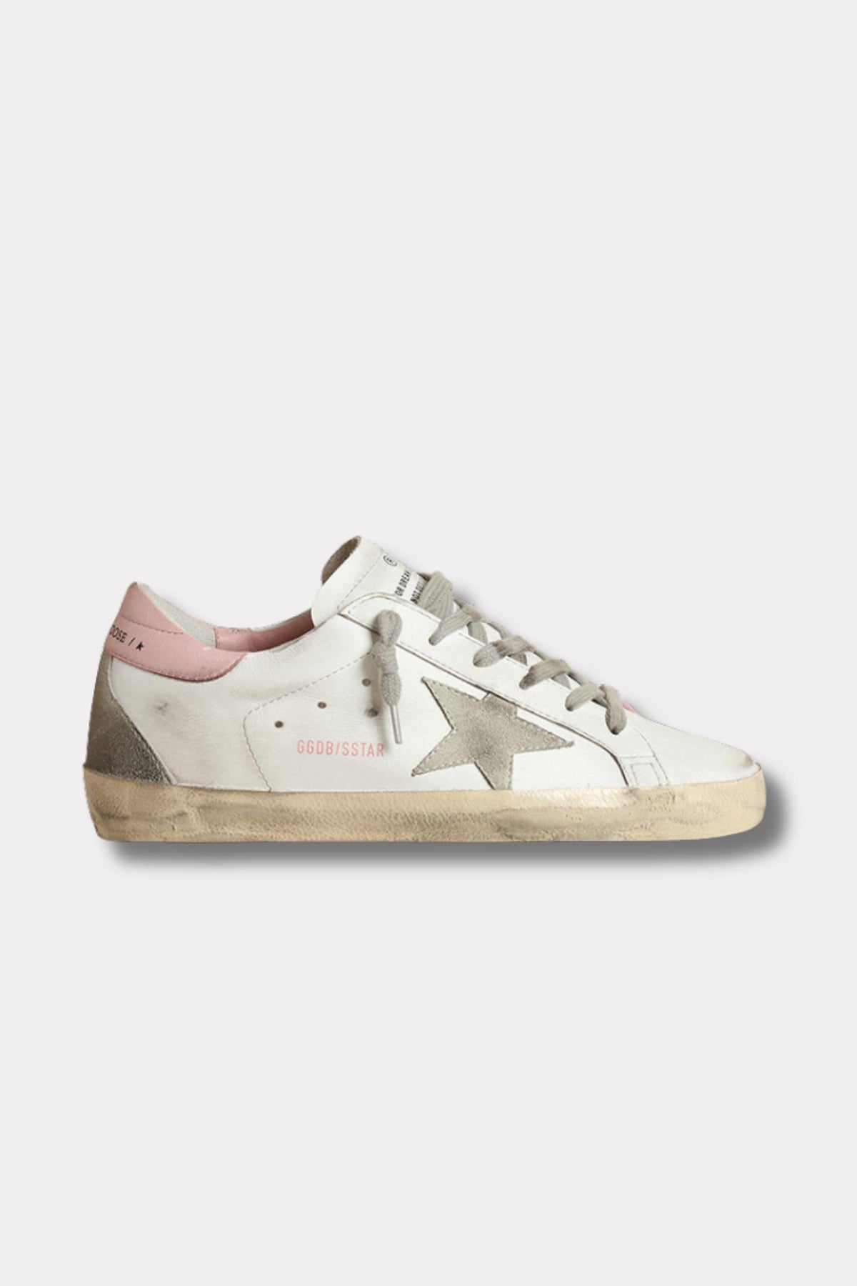 Super Star Leather Upper and Heel Suede Star and Spur Cream Sole- White/Ice/Light Pink