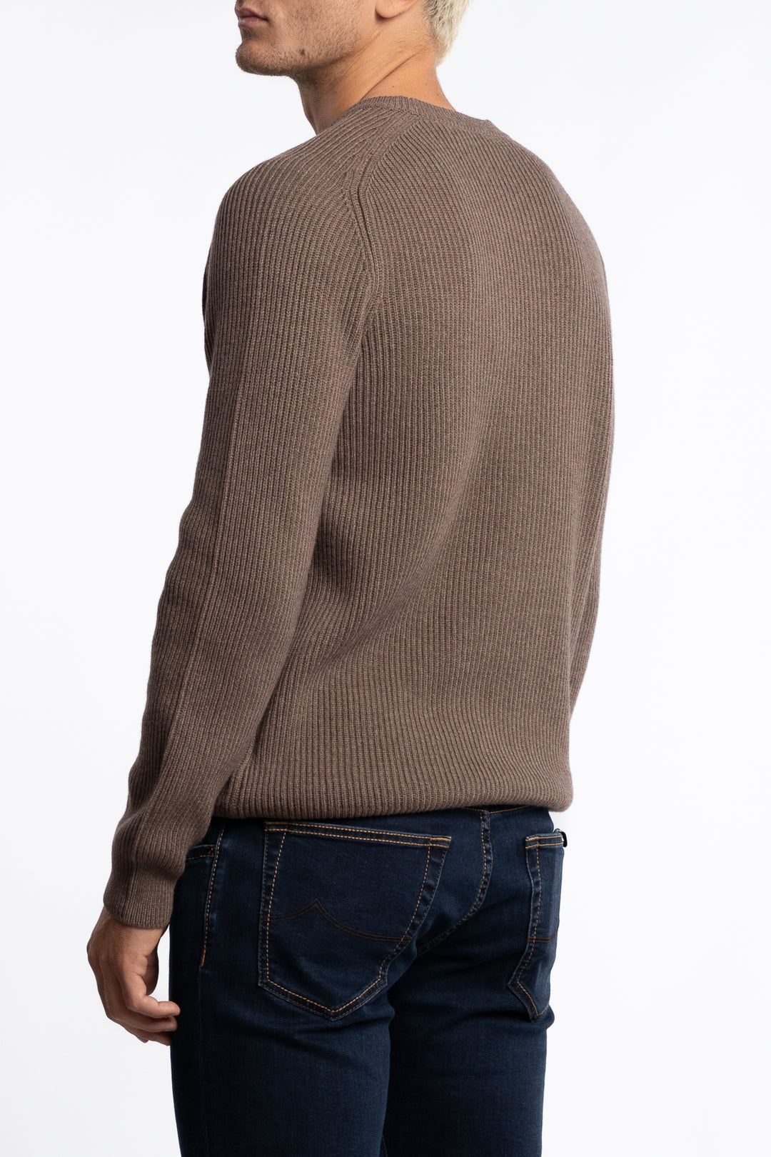 Fisherman´s Rib Virgin Wool Crew Neck Brown