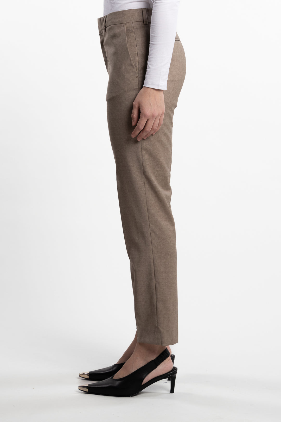 Emma Cropped Cool Wool Trousers- Faded Khaki