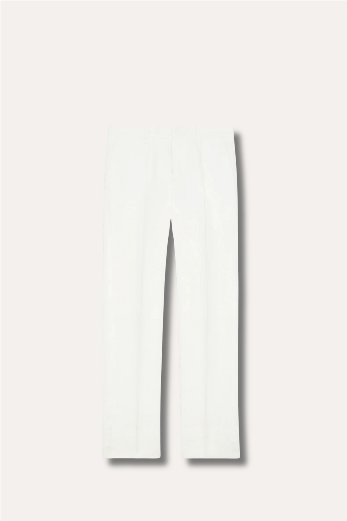 Linen Flat-front Trousers Cream