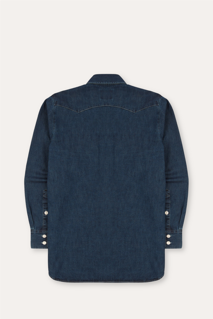 Indigo Rinse Denim Two-Pocket Western Shirt