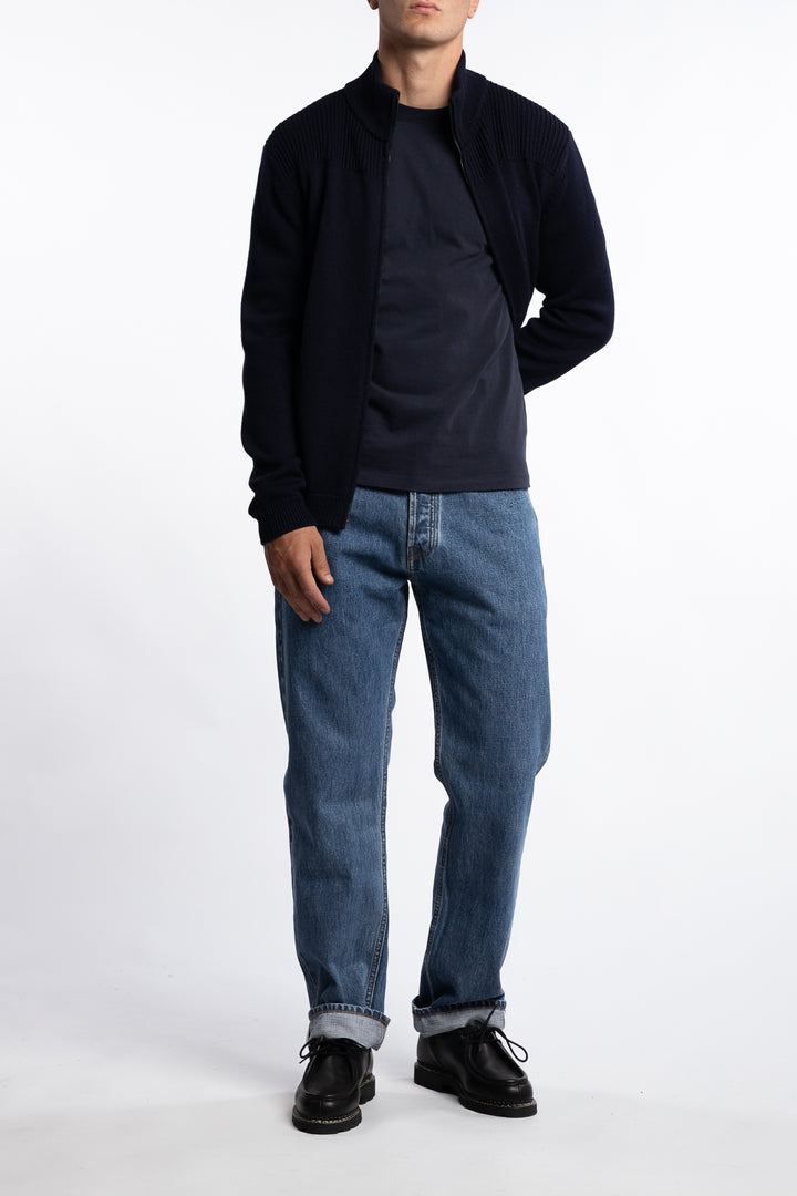 Full-zip Wool Cardigan Navy
