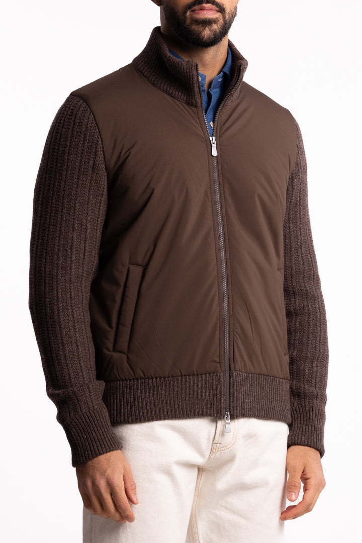 Giubbino Wool Hybrid Jacket Brown