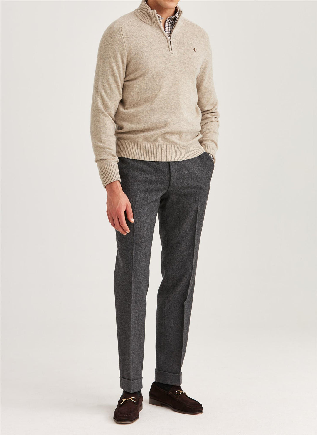 New Hertford Merino Half Zip Khaki