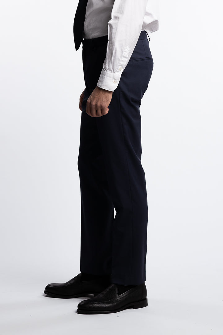 Denz Slim Fit Wool Trousers Navy