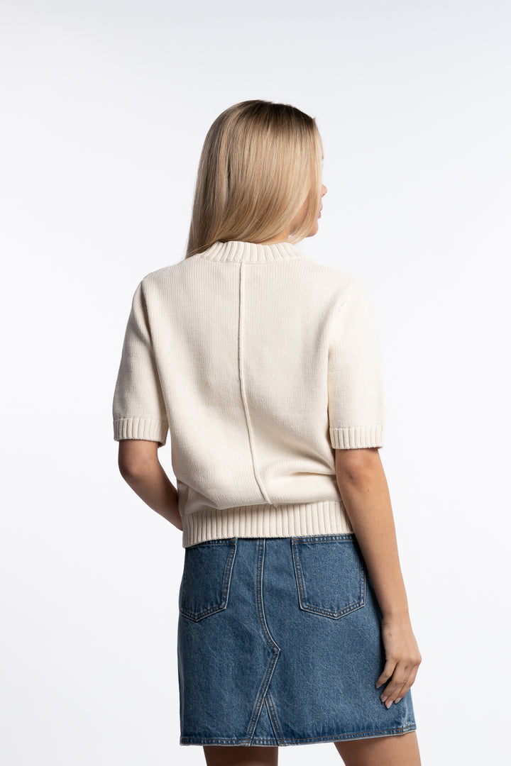 Heavy Cotton Cardigan Tee- Cream
