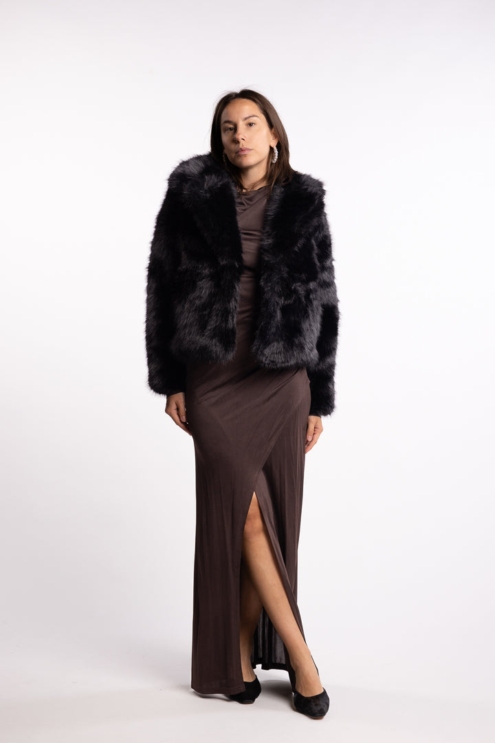 Sofia Fake Fur Jacket- Black