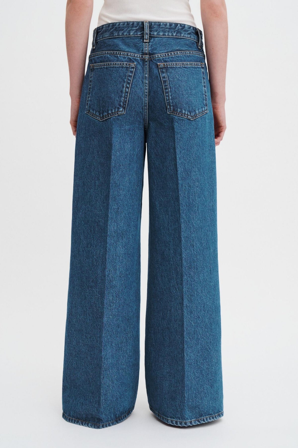 Wide Leg Jeans- Washed Mid Blue