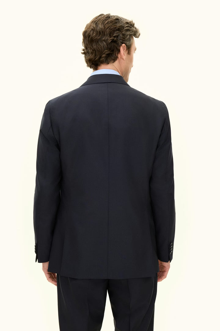 Farris Regular Fit Double Breasted Wool Blazer Dark Navy