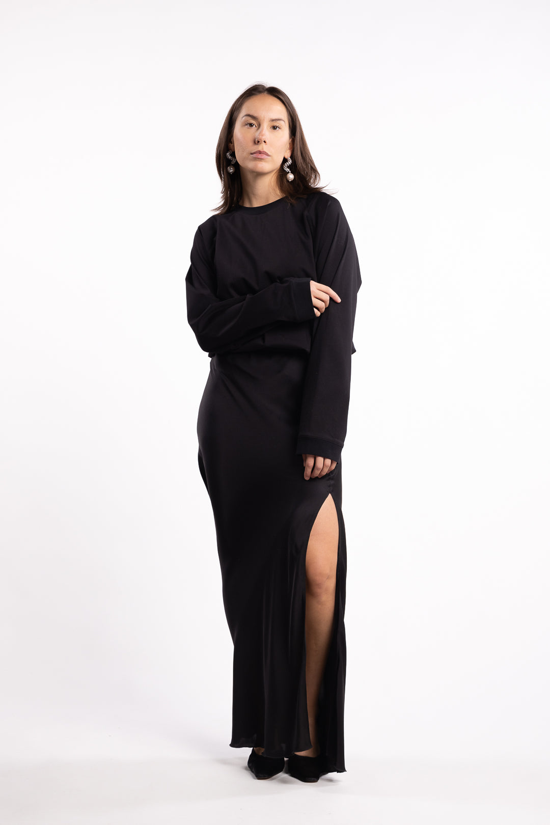 Thelma LS Cotton Tee- Black
