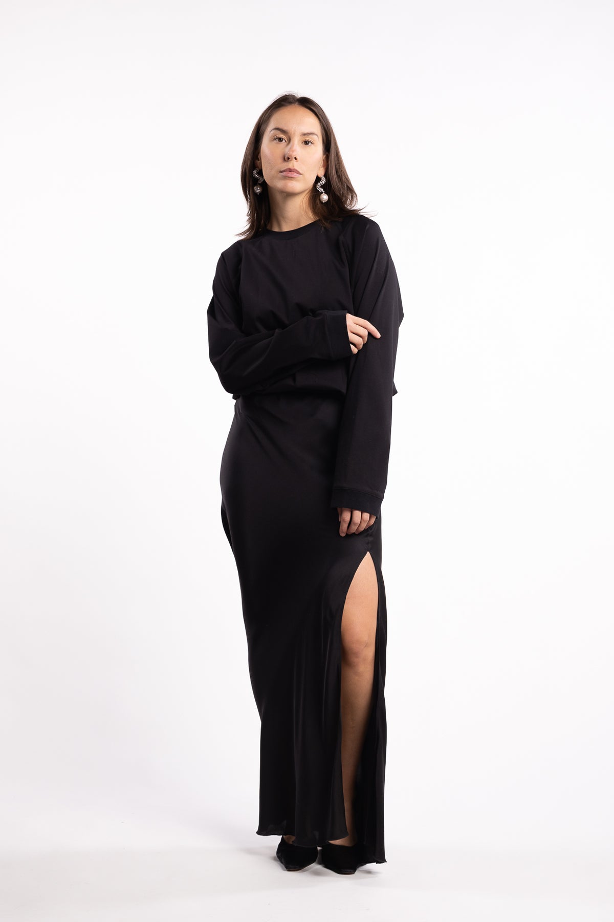 Thelma LS Cotton Tee- Black