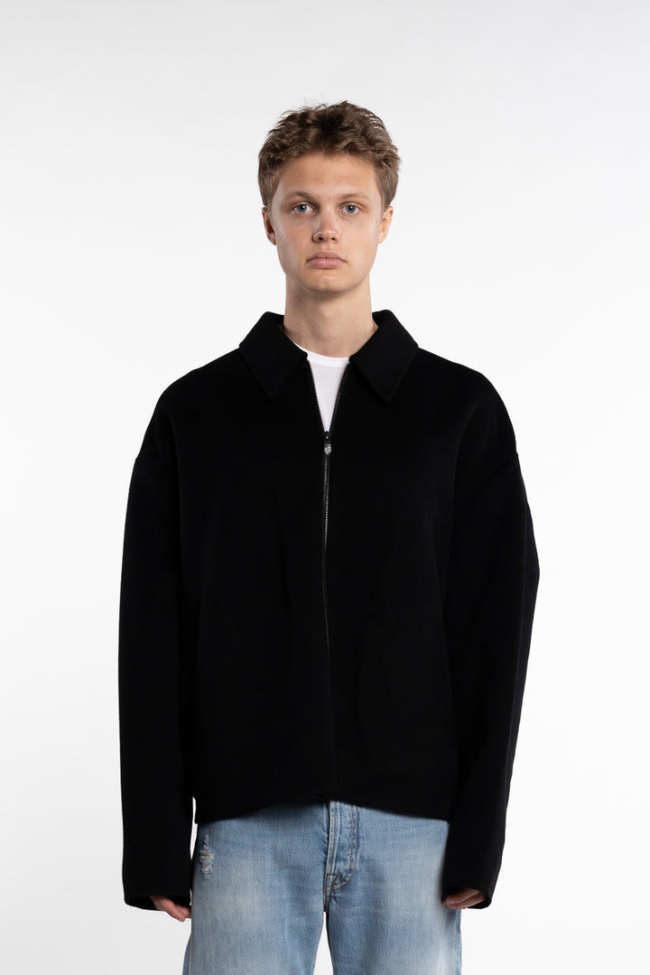 Wool Zipper Jacket Black