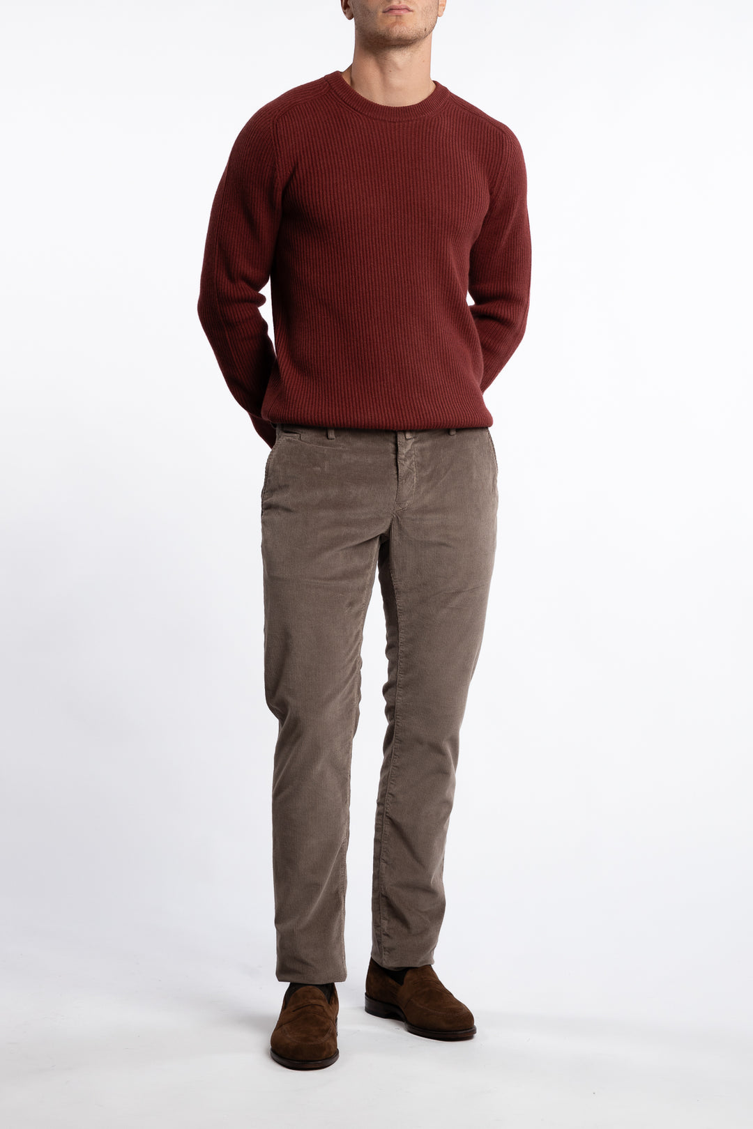 Bobby Slim Fit Corduroy Trousers Elephant Grey