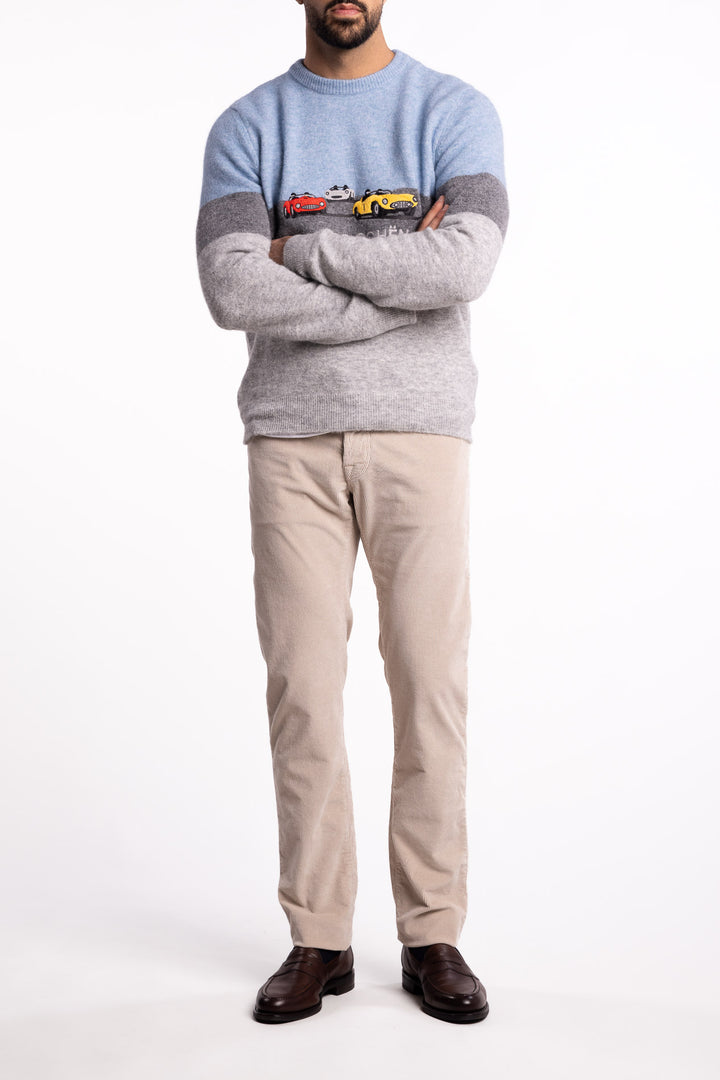 Nick Slim Fit Corduroy Trousers Light Grey