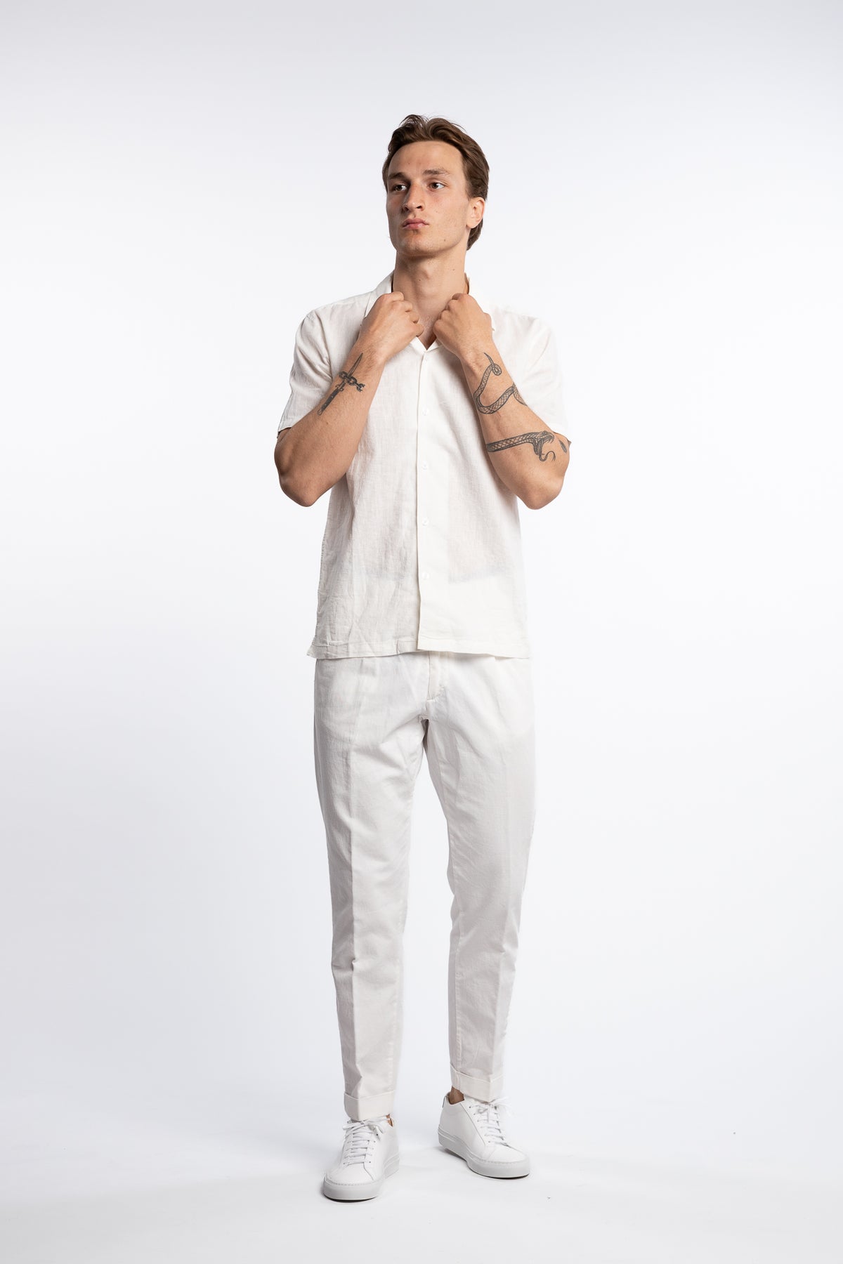 Casual Linen Blend Resort S/S White