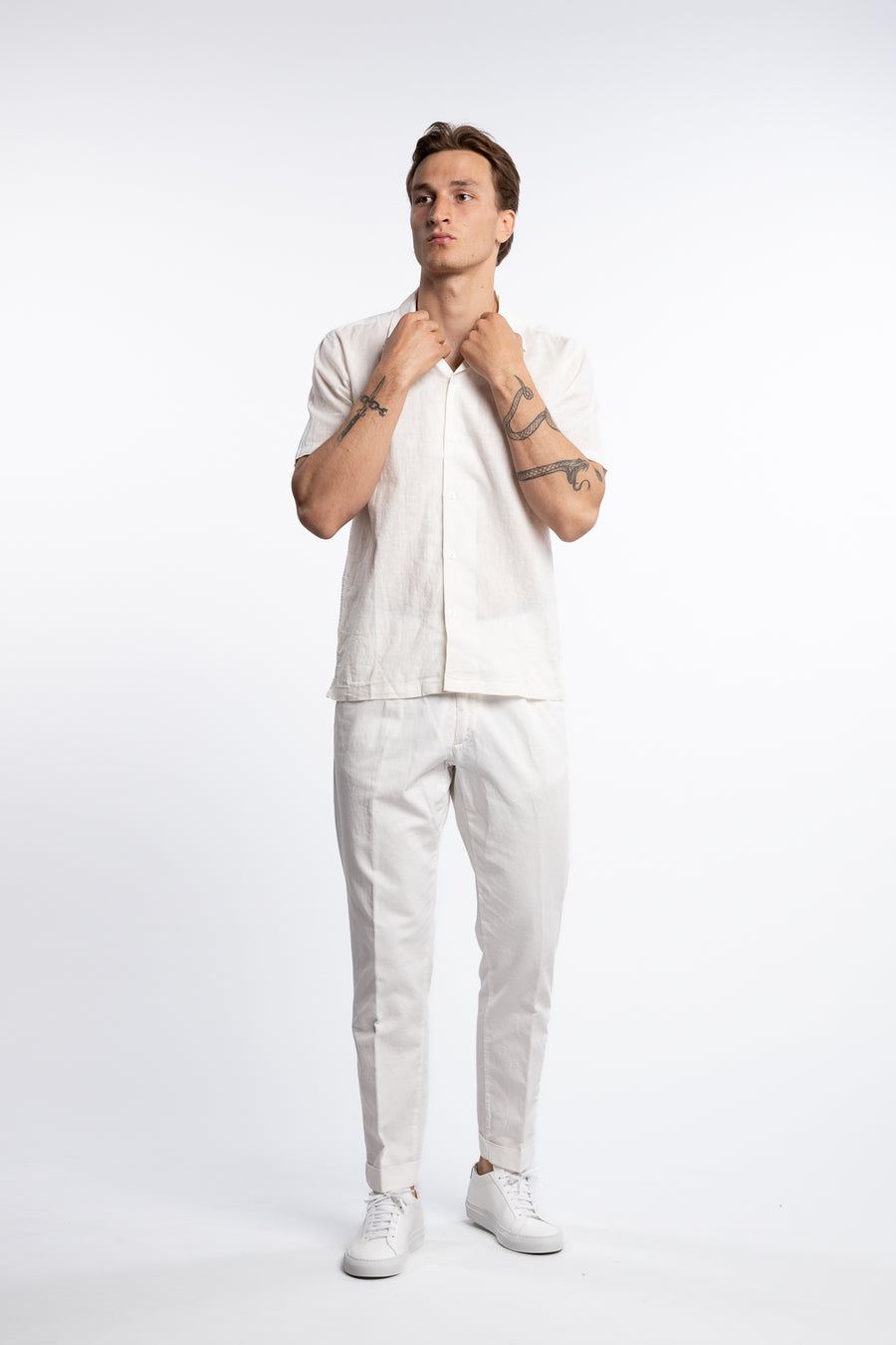 Casual Linen Blend Resort S/S White