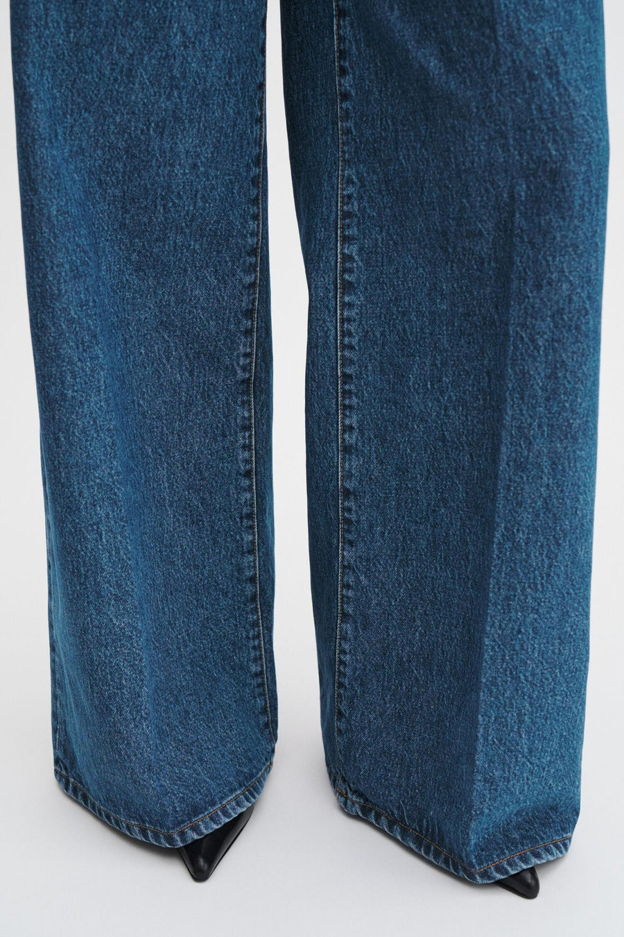 Wide Leg Jeans- Washed Mid Blue