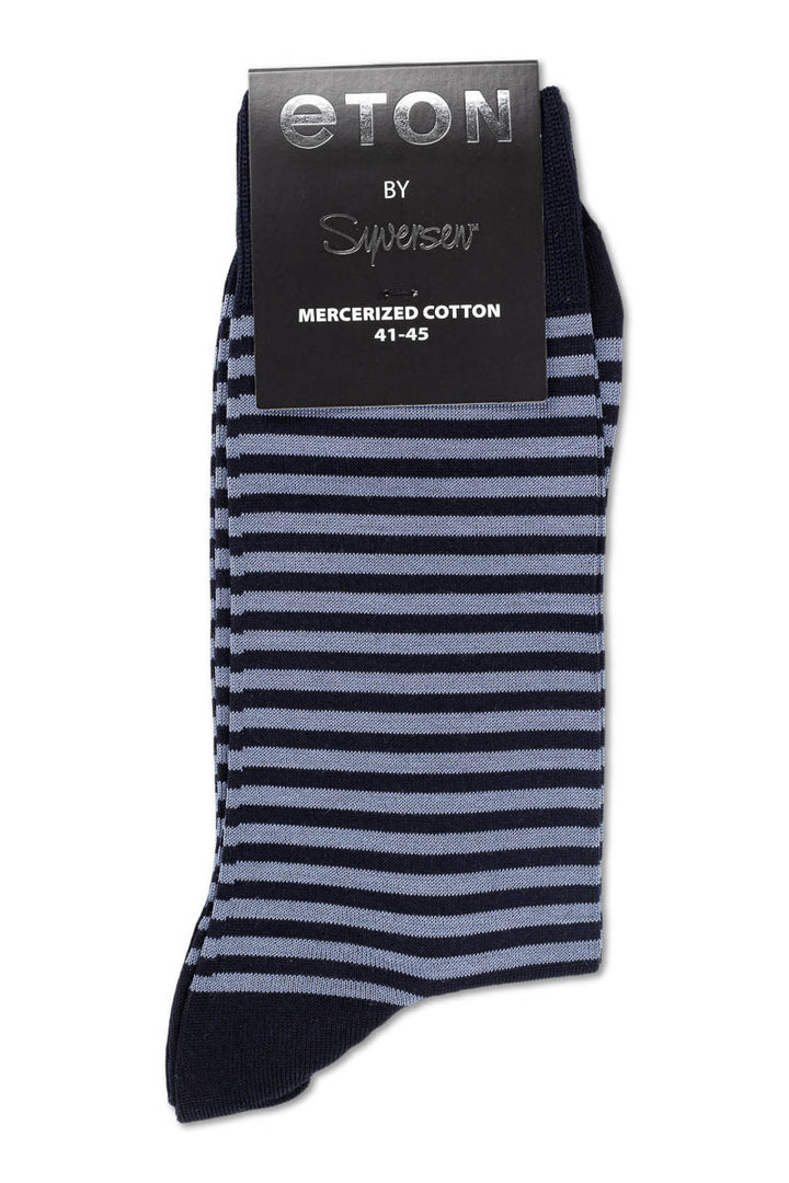 Mercerized Cotton Small Stripes Dark Blue/Light Blue