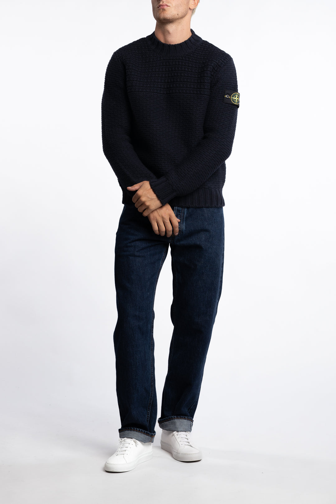 5100054 Pure Wool Mock Neck Jumper Navy