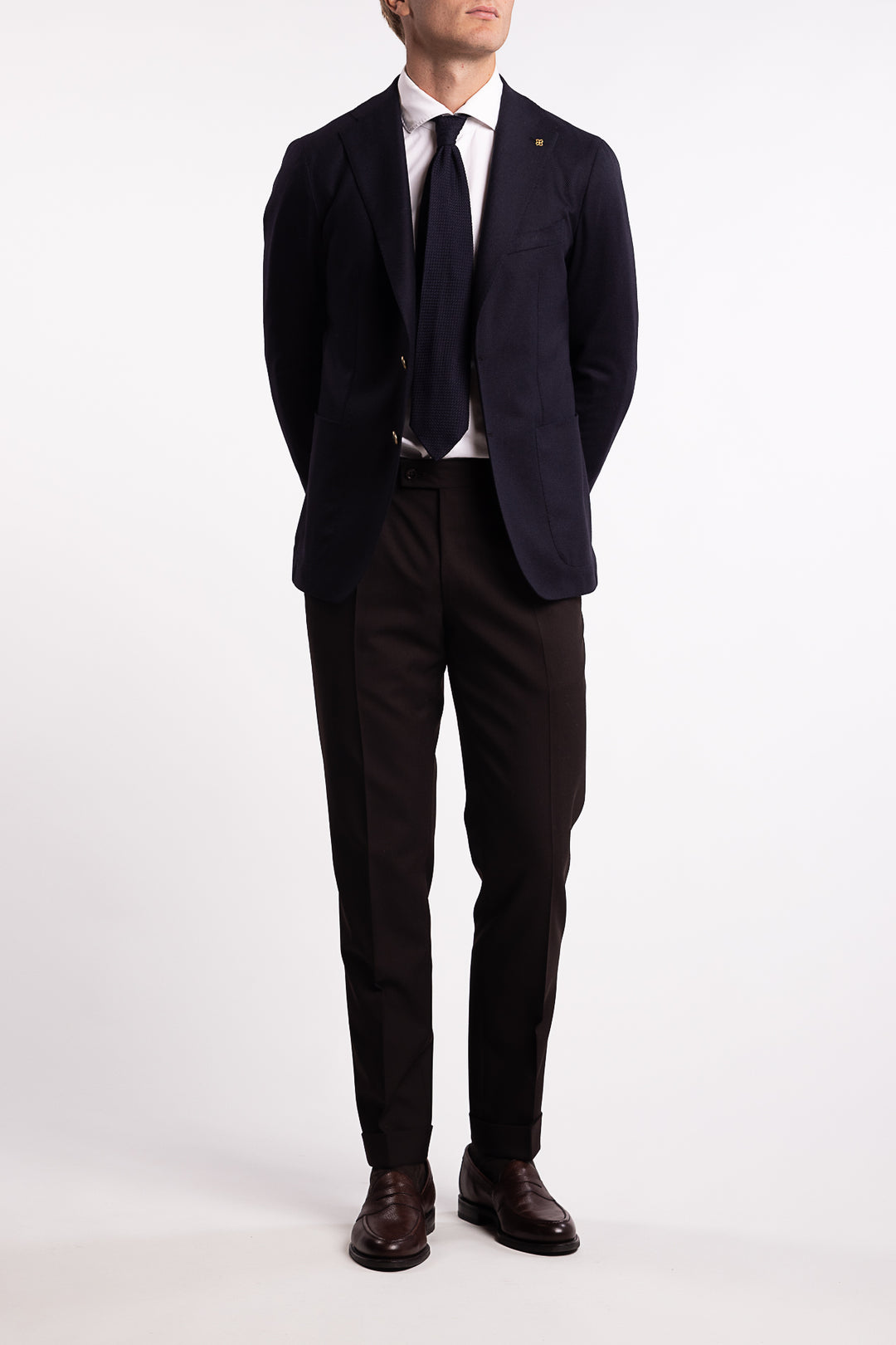 Wool/Cashmere Slim Fit Blazer Navy