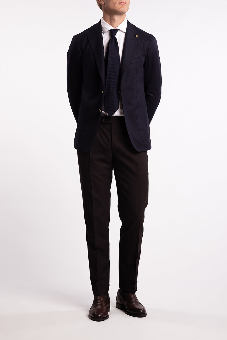 Wool/Cashmere Slim Fit Blazer Navy