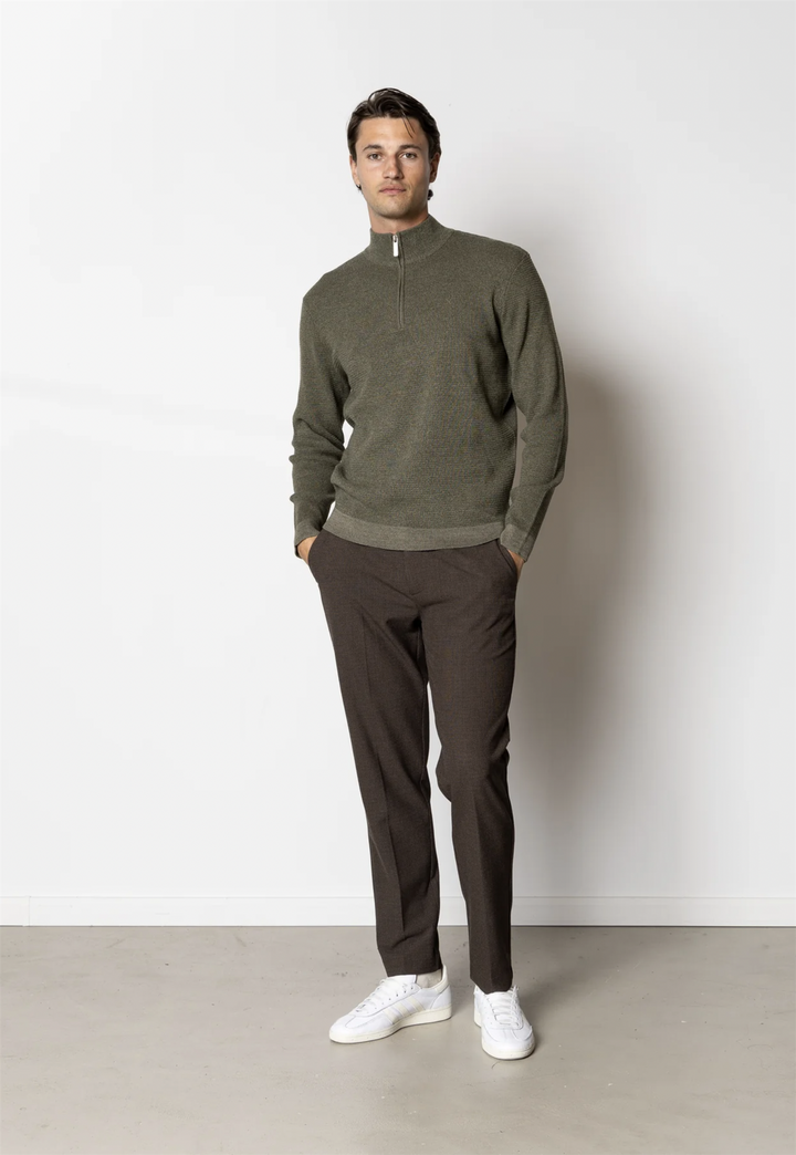 Oscar Half-Zip Knit Army Melange