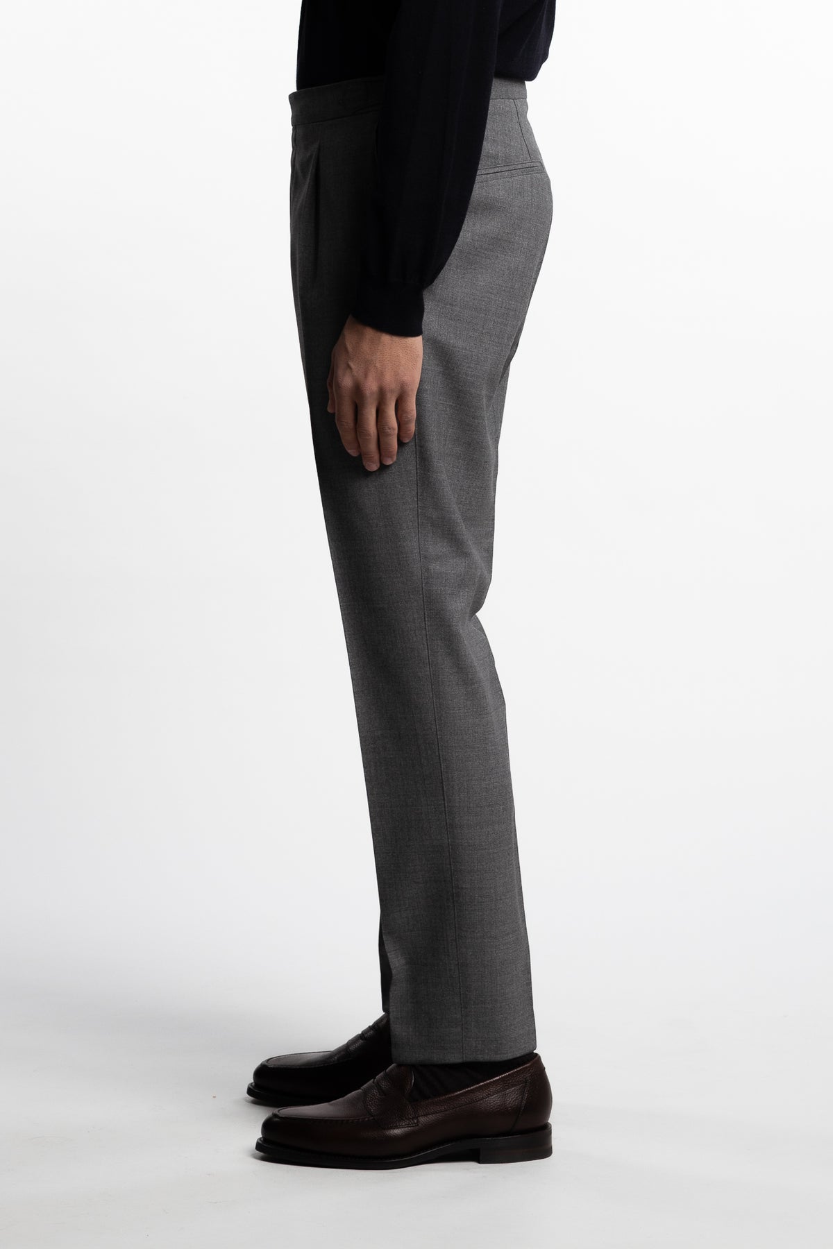 Prato Pleated Wool Trouser Grey Melange