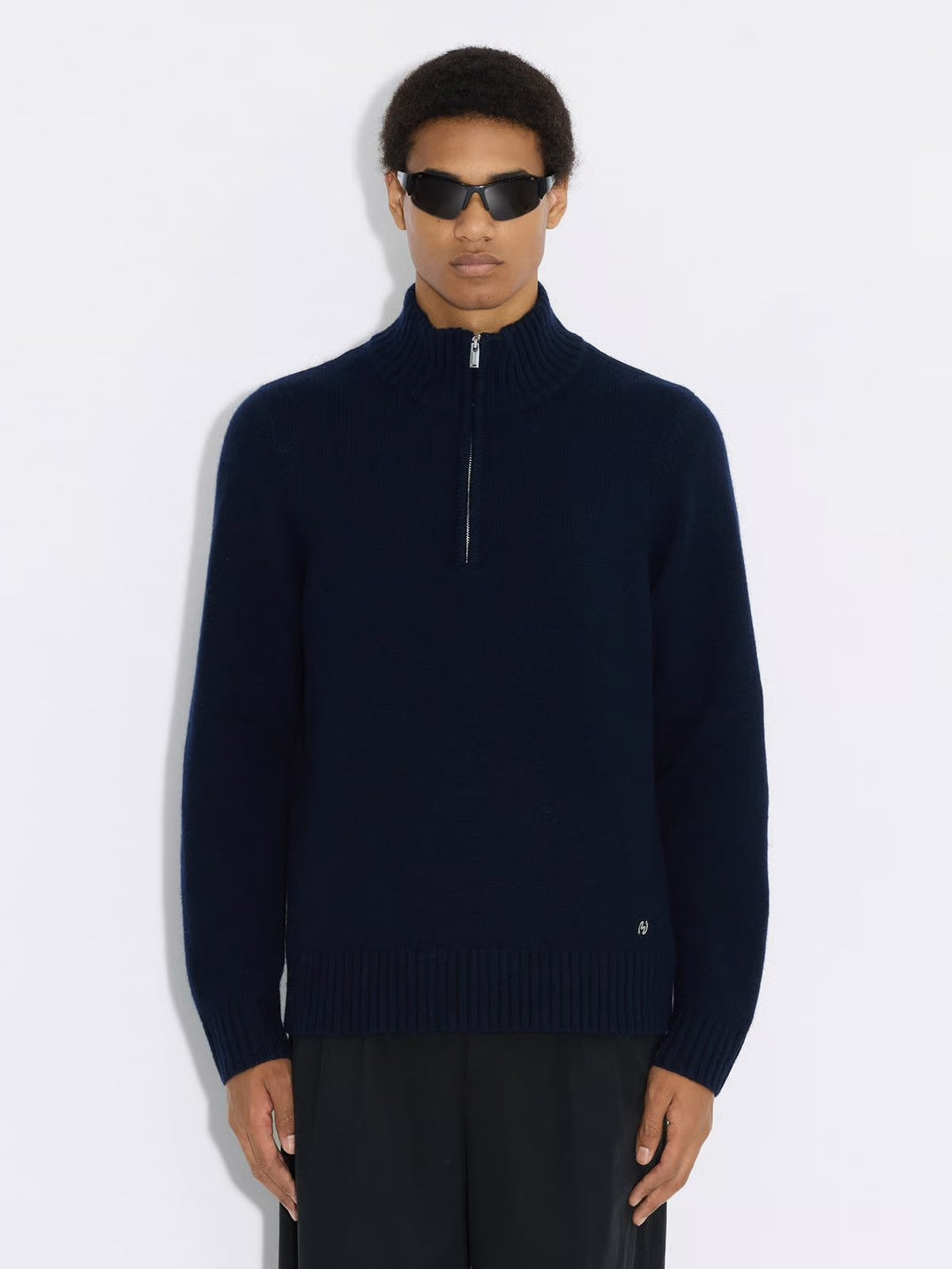 Half-Zip Wool Sweater Navy