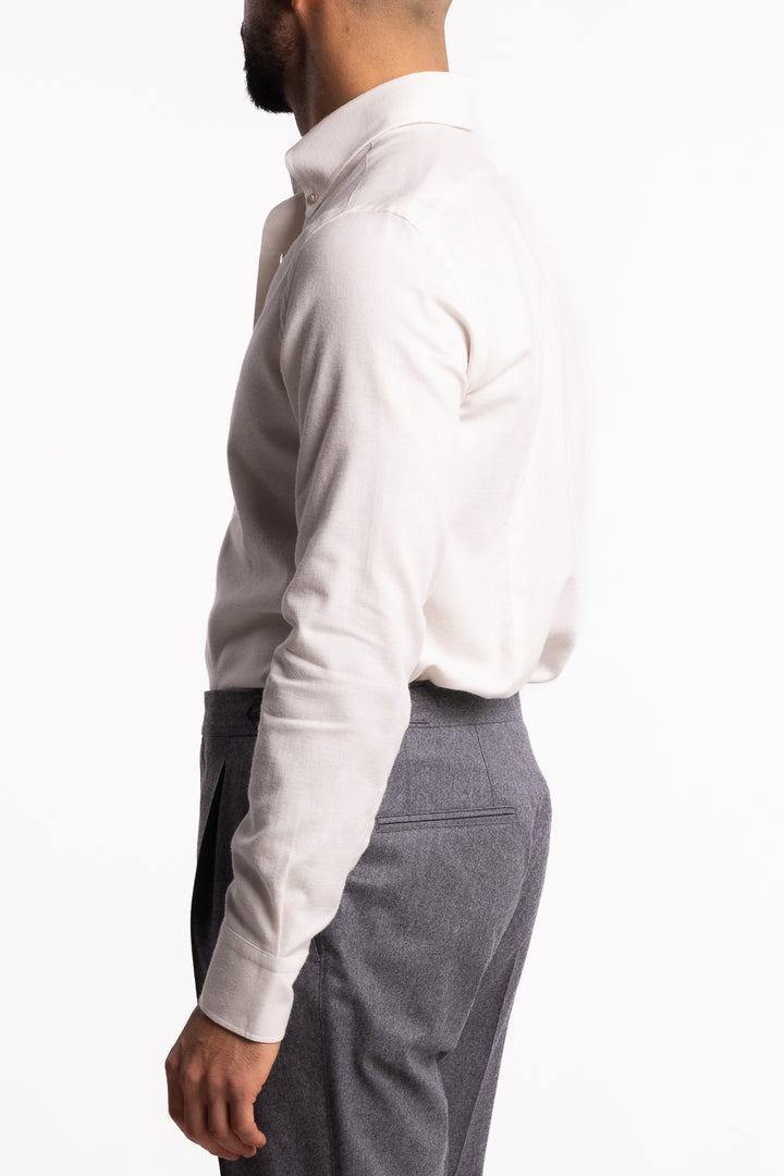 Button Down Flannel Shirt Off White