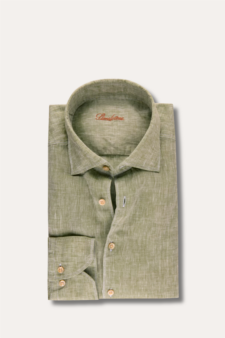 Slimline Linen Shirt Green